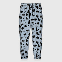 Брюки на резинке мужские Черный абстрактный гранж на сером, цвет: 3D-принт