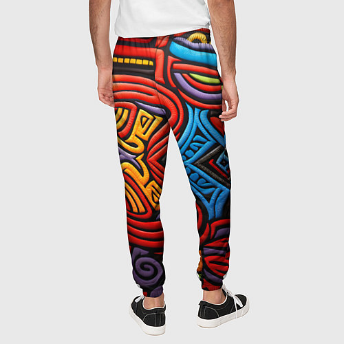 Мужские брюки Разноцветный узор в стиле абстракционизм / 3D-принт – фото 4