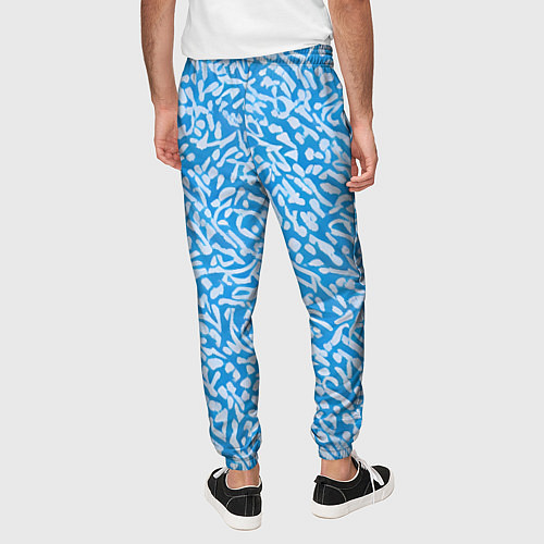 Мужские брюки Белые узоры на синем фоне / 3D-принт – фото 4