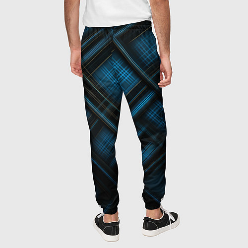 Мужские брюки Тёмно-синяя шотландская клетка / 3D-принт – фото 4