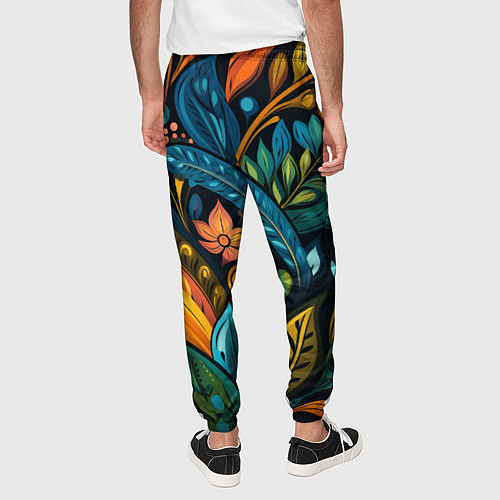 Мужские брюки Растительный узор в бразильском стиле / 3D-принт – фото 4
