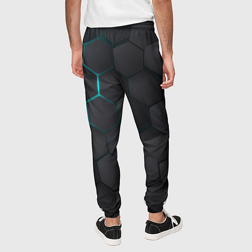 Мужские брюки Чёрный фон соты / 3D-принт – фото 4