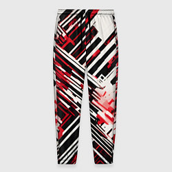 Брюки на резинке мужские Киберпанк линии белые и красные, цвет: 3D-принт