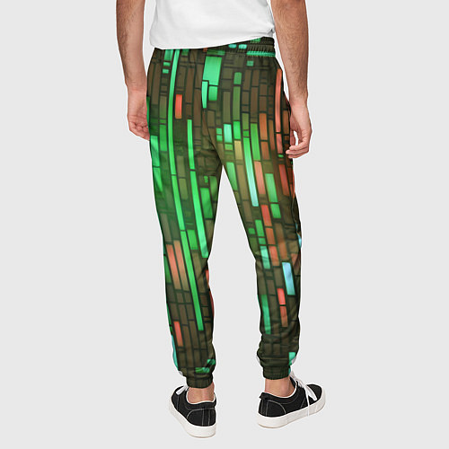 Мужские брюки Неоновые полосы зелёные / 3D-принт – фото 4
