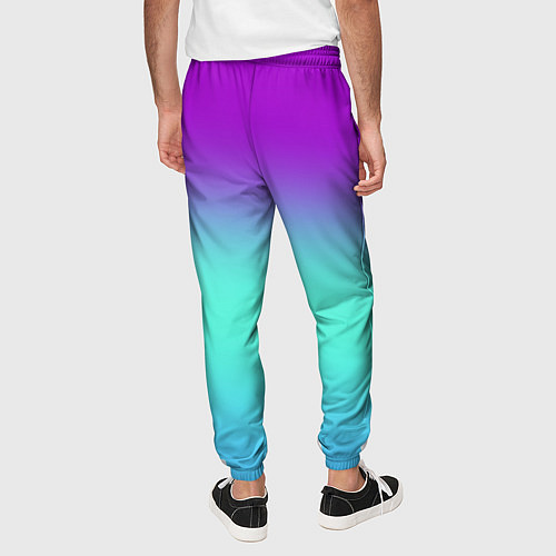 Мужские брюки Фиолетовый бирюзовый голубой неоновый градиент / 3D-принт – фото 4