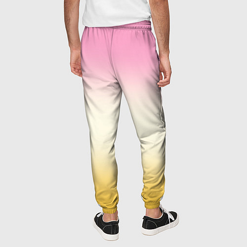 Мужские брюки Розовый бежевый желтый градиент / 3D-принт – фото 4