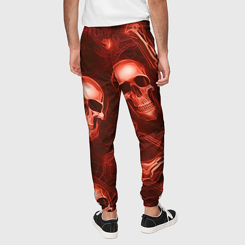 Мужские брюки Красные черепа и кости / 3D-принт – фото 4