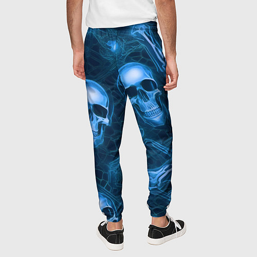 Мужские брюки Синие черепа и кости / 3D-принт – фото 4