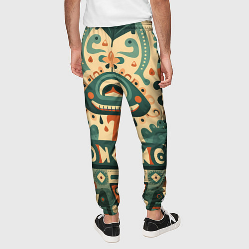 Мужские брюки Абстрактный узор в мексиканском фолк-арт стиле / 3D-принт – фото 4