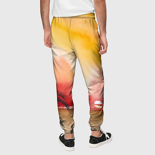 Мужские брюки Тропический закат акварель / 3D-принт – фото 4