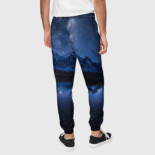 Мужские брюки Галактическая зимняя ночь в горах / 3D-принт – фото 4