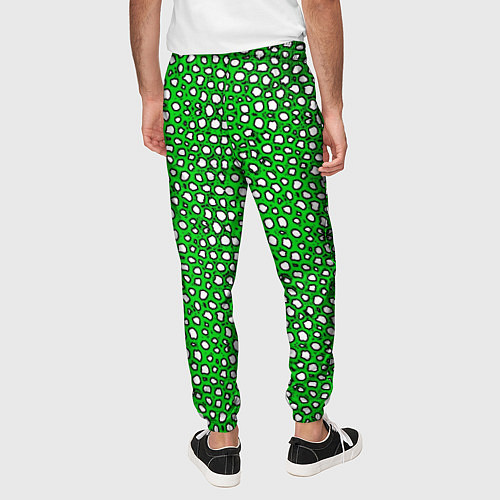 Мужские брюки Белые пузырьки на зелёном фоне / 3D-принт – фото 4
