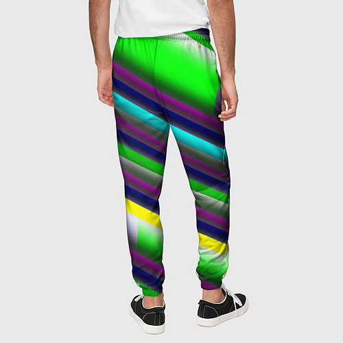 Мужские брюки Размытые абстрактные полосы / 3D-принт – фото 4