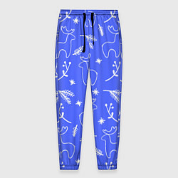 Мужские брюки Синий рождественский принт с оленями