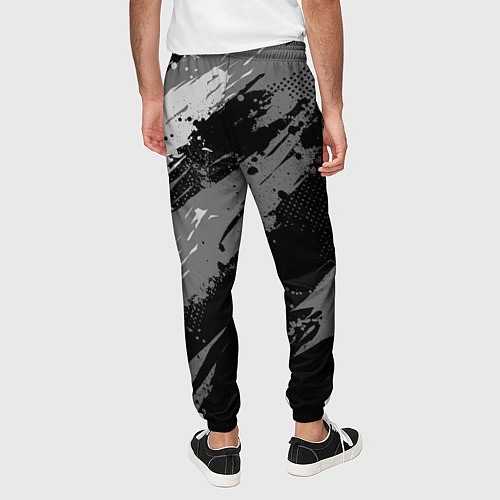 Мужские брюки Герб РФ - серый монохромный / 3D-принт – фото 4