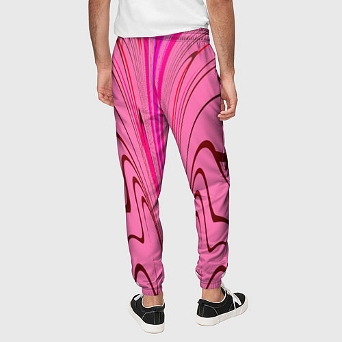 Мужские брюки Плавные линии на розовом фоне / 3D-принт – фото 4