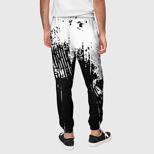 Мужские брюки Черно-белая абстракция гранж / 3D-принт – фото 4