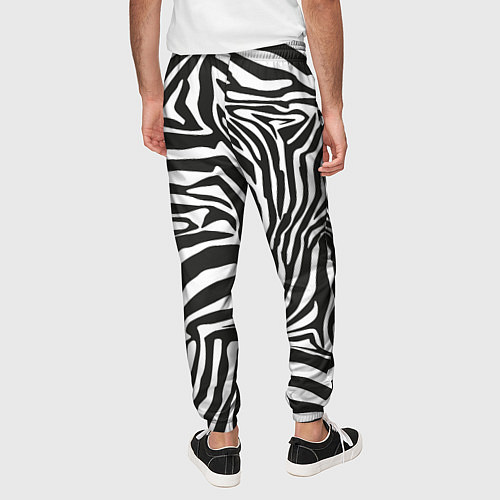 Мужские брюки Шкура зебры черно - белая графика / 3D-принт – фото 4