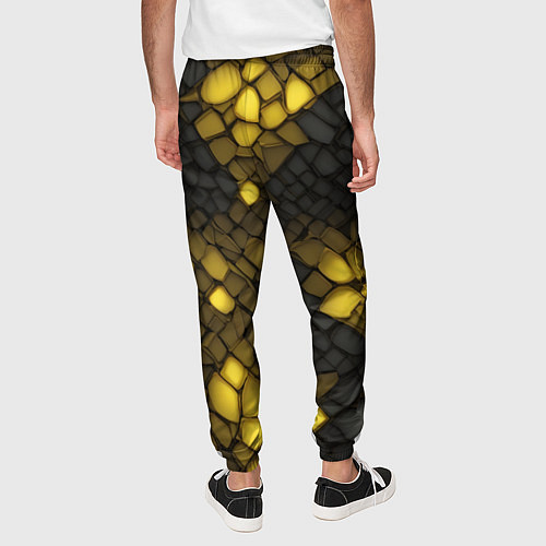 Мужские брюки Жёлтый трескающийся камень / 3D-принт – фото 4