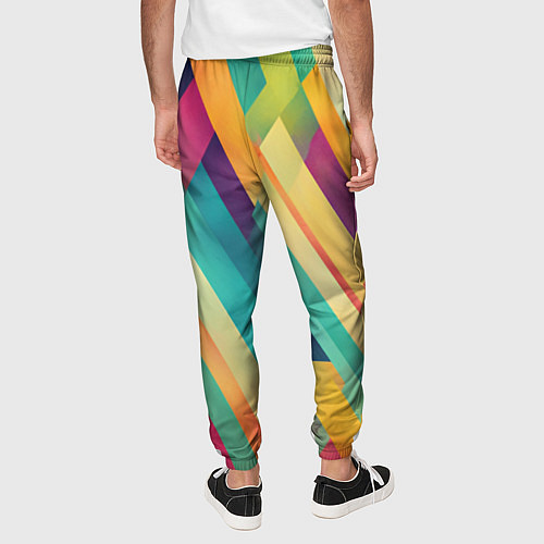 Мужские брюки Цветные диагональные полосы / 3D-принт – фото 4