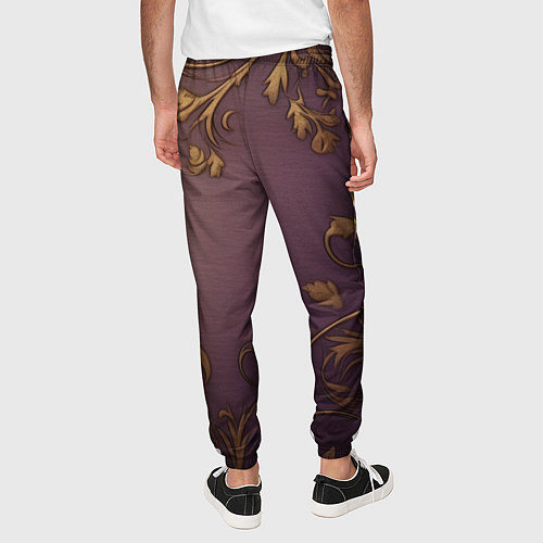 Мужские брюки Герб России золотой на фиолетовом фоне / 3D-принт – фото 4