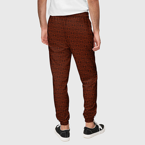 Мужские брюки Красно-коричневый узоры / 3D-принт – фото 4
