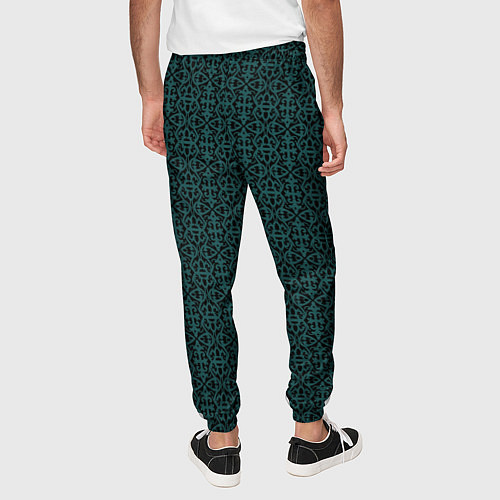 Мужские брюки Ажурный тёмно-зелёный / 3D-принт – фото 4