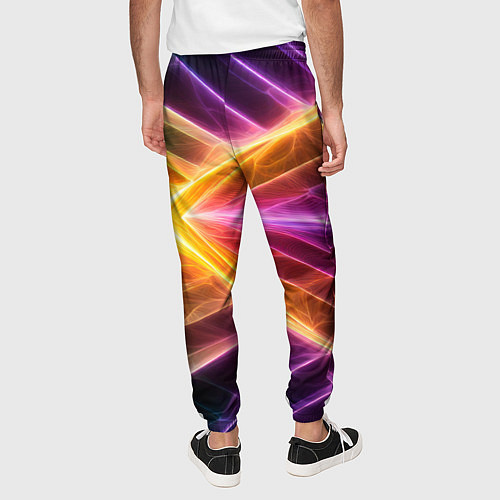 Мужские брюки Неоновые молнии в цветном льду / 3D-принт – фото 4