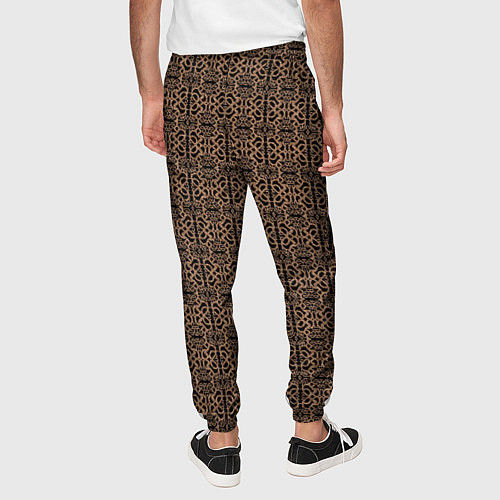 Мужские брюки Ажурный тёмно-коричневый / 3D-принт – фото 4
