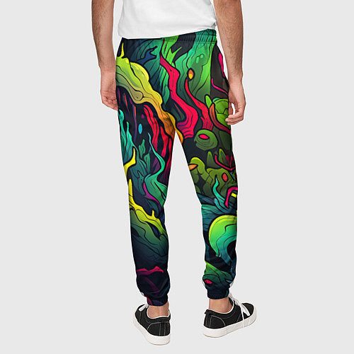 Мужские брюки Абстрактный камуфляж в кислотных абстрактных пятна / 3D-принт – фото 4