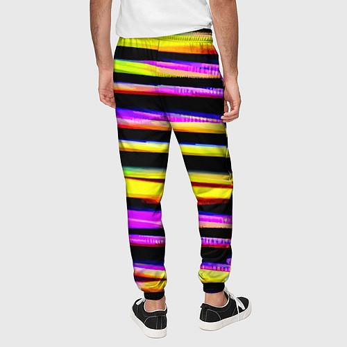 Мужские брюки Цветные неоновые полосы / 3D-принт – фото 4