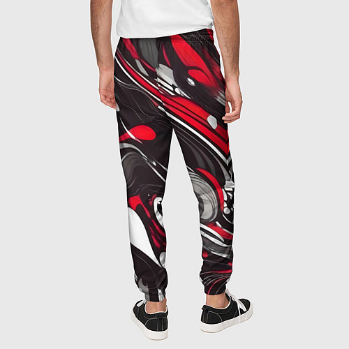 Мужские брюки Красно-белые волны / 3D-принт – фото 4
