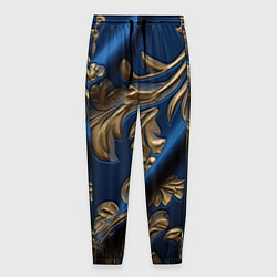 Мужские брюки Лепнина узоры золотистые на синем фоне