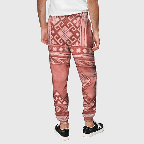 Мужские брюки Красный славянский орнамент / 3D-принт – фото 4