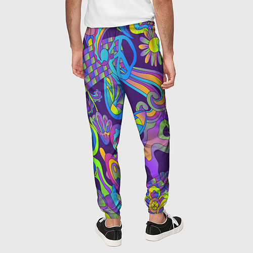 Мужские брюки Психоделические цветы / 3D-принт – фото 4