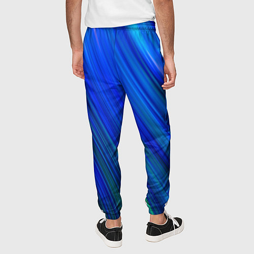 Мужские брюки Неоновые синии линии / 3D-принт – фото 4