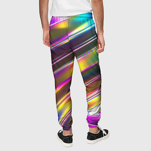 Мужские брюки Неоновый скрученный металл разноцветный / 3D-принт – фото 4