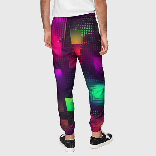 Мужские брюки Разноцветные квадраты и точки / 3D-принт – фото 4