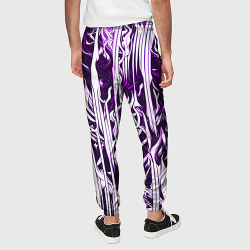 Мужские брюки Розовые и белые абстрактные узоры / 3D-принт – фото 4