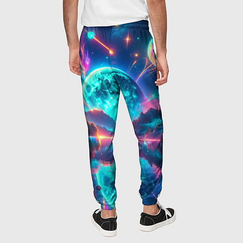 Мужские брюки Неоновая луна / 3D-принт – фото 4