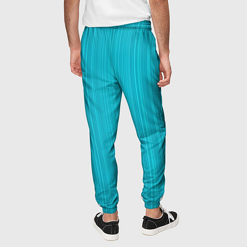 Мужские брюки Неоновый голубой полосатая рябь / 3D-принт – фото 4