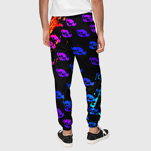 Мужские брюки Brawl stars neon logo kids / 3D-принт – фото 4