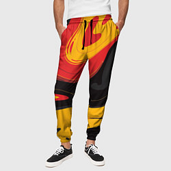 Брюки на резинке мужские Красные желтые оранжевые пятна краски, цвет: 3D-принт — фото 2