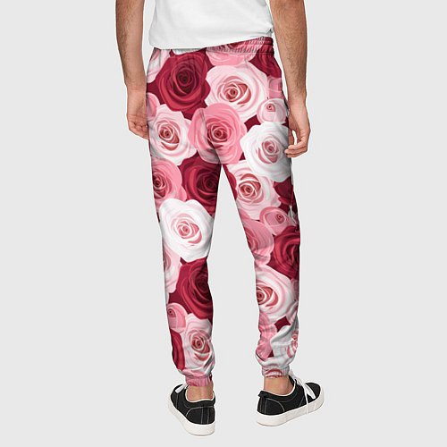 Мужские брюки Красные и розовые розы / 3D-принт – фото 4