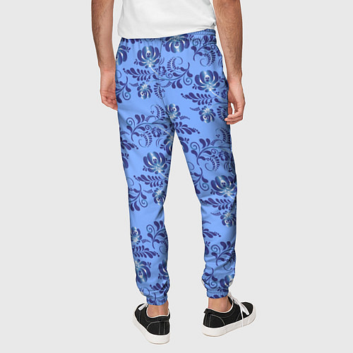Мужские брюки Узоры гжель на голубом фоне / 3D-принт – фото 4