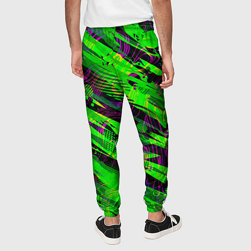 Мужские брюки Зеленые узоры паттерны / 3D-принт – фото 4