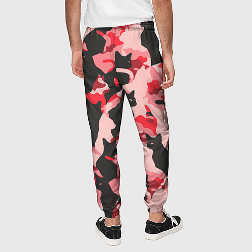 Мужские брюки Розовый камуфляж из котов / 3D-принт – фото 4