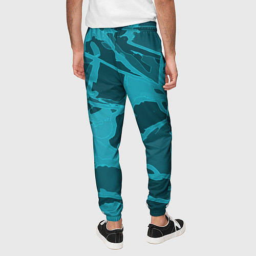 Мужские брюки Изумрудно-бирюзовая графика / 3D-принт – фото 4