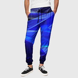 Брюки на резинке мужские Black and blue abstract background sport style, цвет: 3D-принт — фото 2