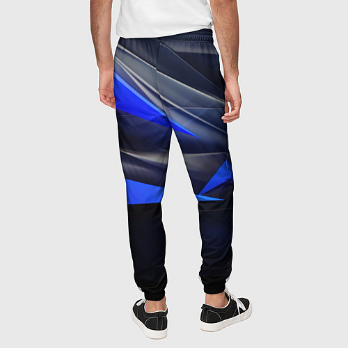Мужские брюки Black and blue abstract background sport style / 3D-принт – фото 4